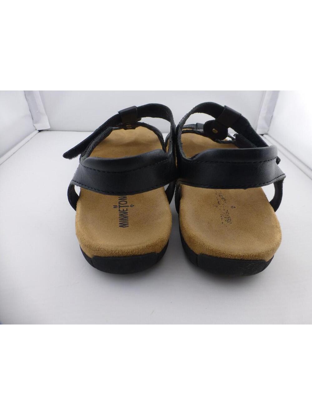 Minnetonka Lakeshore Women's Black Leather Hook & Loop Sandals US Size 8 M3 - Picture 9 of 14